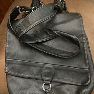Vintage Longchamp  Black Buttery Leather Shoulder Saddlebag Style